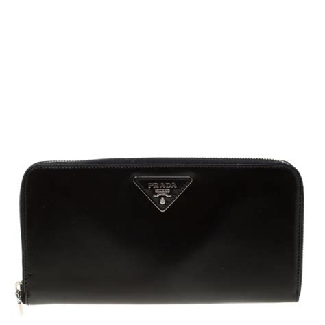 used prada black spazzolato leather travel wallet|Bags .